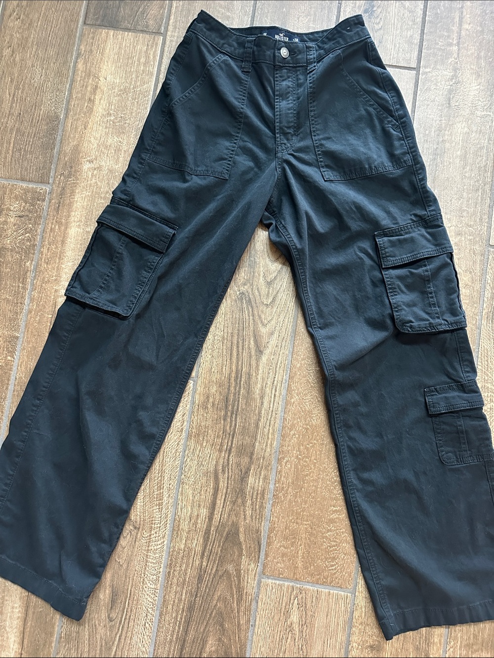 Hollister Black Wide-Leg Cargo Trousers